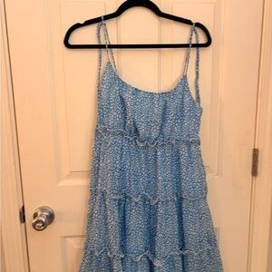 Blue Floral Tiered Dress